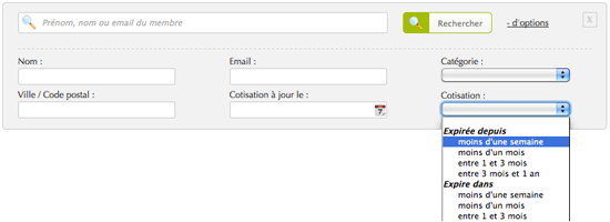Affichage des anciens membres.
