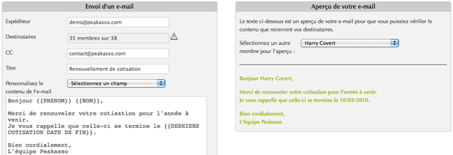 Envoi d'emails.